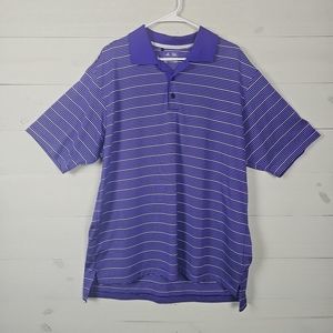Adidas Golf Mens XL Polo Purple Striped Short‎ Sleeve Tennis